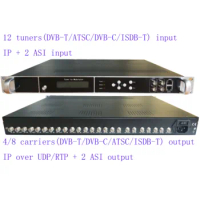 12 way dvb-s2/S to ISDB-T catv modulator, 12 way ISDB-T RF tuner to ISDB-T RF modulator for hotel/sc