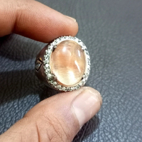 Cincin Batu Permata Natural Red Rutilated Quartz HQ 18x14x4 Ring Perak HandMade microsetting size 9