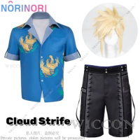 Cloud Strife Cosplay Costume Adult Mens Shirt Suits Halloween Carnival Disguise Party Costume Shorts Wig Casual Daily Outfit