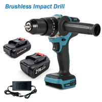 Brushless Electric Impact Drill 3 in 1 Electric Cordless Screwdriver For Makita 18-21V Battery Electric Power Screwdriver Drill