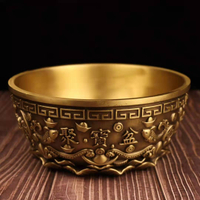 招財擺件送禮禮品 聚寶盆擺件全銅五福蓮花盆家居門店辦公室大號加厚元寶存錢聚寶盆