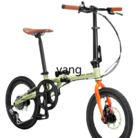 Yjq Foldable Bicycle Men's and Women's 16-Inch Small Ultra-Light Portable 7-Speed Variable Speed Retro Bicycle