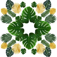 UNOMOR 70pcs Hawaii Monstera Artificial Palm Leaf Beach Forest Monstera Decoration Tropical Theme Party Plants Leaf