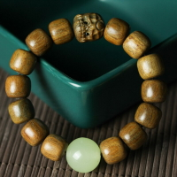 綠檀阿呆手串檀香木佛珠單圈桶珠手鏈文玩老型珠念珠手飾創意禮物
