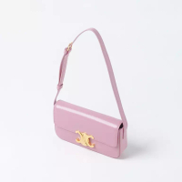 CELINE Tas CELINE TRIOMPHE GHW ROSE PINK LEATHER SHOULDER BAG 100% ORIGINAL