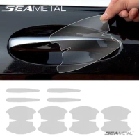 SEAMETAL 8PCS Universal Car Door Handle Bowl Scratch Protective Stickers Transparent Car Handle Anti-collision Protection Strip