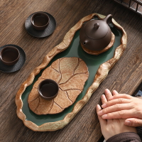 粗陶干泡臺茶盤禪意儲水小型兩人用簡易茶海陶瓷日式茶臺家用壺承