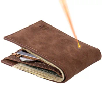New Short Men Wallet Small Card Holder Coin Pocket Slim Male Purse Luxury PU Leather Vintage Brand Money Clip Mens Clutch Wallet