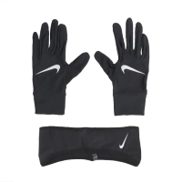 【NIKE 耐吉】手套 Essential Running 女款 黑 白 保暖 可觸控 慢跑 跑步 帽子 慢跑組合(N1000598-082)