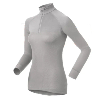 【瑞士 ODLO】WARM EFFECT 女高領半門襟專業機能型銀離子保暖內衣.衛生衣.內衣(10731 淺灰)