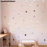 100PCS New Round Acrylic Mirror Wall Stickers For Living Room Bedroom Decoration Background 3D Sticker 2 * 2CM