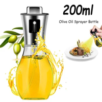200ml Glass Oil Sprayer for Cooking Olive Oil Spray Bottle Oil Dispenser Jar for Salad Frying BBQ Air Fryers Kitchen Baking