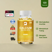 BEWORTHS 120PC 4-in-1 Kalsium 600 Mg dengan Vitamin D3 K2 B12 Kapsul untuk Kekuatan Tulang, Dukungan