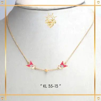 KALUNG EMAS ANAK SET DOUBLE LIONTIN KARAKTER KUROMI EMAS ASLI EMAS MUDA KADAR 8K (375) KALUNG ANAK K