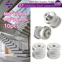 10pcs Stainless 304Kaca ​Braket Sayap Jepit Penjepit Jepitan Baut Penjepit Kaca Tiang Railing Tangga