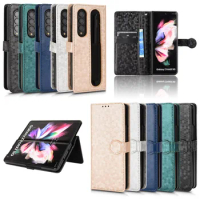 For Samsung Galaxy Z Fold 3 4 Case Flip Wallet Cover For Samsung Z Fold 4 Fold3 Case Leather Magnetic Luxury Pen slot Phone Bag