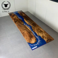 Walnut boardChina Supplier room Commercial Furniture Solid Wood Epoxy Resin dining restaurant Table