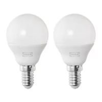 bohlam LED E14 470 lumen, bulat putih opal