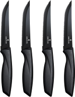 Steak Set of 4 Premium SteakStainless Steel Steak SetSharp Serrated SteakErgonomic Black Handle Stea