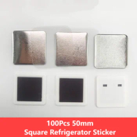 100Pcs 50mm Square Soft Magnetic Refrigerator Sticker Badge Consumables DIY Tin Square Refrigerator Sticker Material