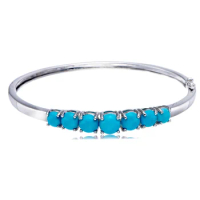 GESIDE Turquoise Rhodium Over Sterling Silver Bangel. jewelry charm 925 gold silver 925 anklet