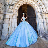 Hot Sale Blue Ball Gown Mexican Quinceanera Dress 2024 Princess Prom Sweet 15 16 Years Old Miss XV Birthday Pageant Dress Miss