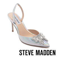 STEVE MADDEN-LEONIA 鑽面蝴蝶繞踝高跟鞋-銀色