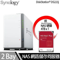 Synology群暉科技 DS223j NAS 搭 WD 紅標Plus 4TB NAS專用硬碟 x 1