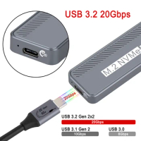 M.2 NVMe SSD Enclosure M.2 SSD Enclosure USB3.2 GEN2*2 20Gbps Portable SSD Box MAX 4TB for Windows Macbook PC