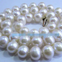 NEW 18" 9-10MM SOUTH SEA NATURAL White PEARL NECKLACE 14K GOLD CLASP