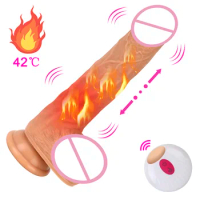 20cm Automatic Stretch Heated Dildos For Women Vibrators Vaginal Anal Plug Realistic Penis Female Masturbator Sex Toys Wireless