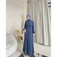 Erina Dress Ceruti Ootd Hijab Simple Seragam Bridesmaid STANDAR DRESS +HIJAB DENIM