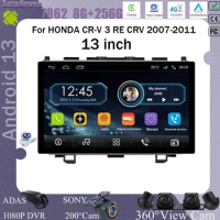 For HONDA CR-V 3 RE CRV 2007-2011 13 Inch Android Auto Stereo Car Radio Multimedia Player Touch Screen Wireless Carplay 4G WIFI