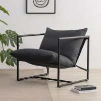 Aidan Sling Accent Chair / Metal Framed Armchair with Shredded Foam Cushioning, Dark Grey
