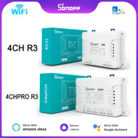 SONOFF 4CHPROR3 4 Gang Wifi Smart Home Switch Wireless Remote Controller Wifi Breaker Relay Module Via EWelink Alexa Google Home