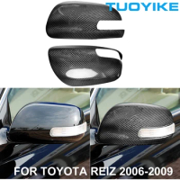 LHD RHD Car Real Dry Carbon Fiber Rearview Mirror Cover Cap Shell Sticker Trim For Toyota REIZ 2006-2009 2PCS Exterior Accessory