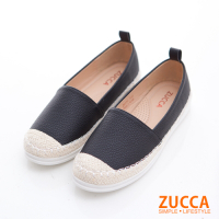 ZUCCA-拼接編織色平底鞋-黑-z6804bk