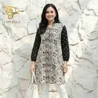 LANGITJUA- Andina GRT01 - Tunik Batik Cap Garutan Baju Batik Busui Friendly Size S M L XL XXL XXXL L