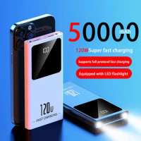 Portable 50000mah Power Bank 120w Super Fast Charging Battery High Capacity Digital Display PowerBank For iPhone Samsung Huawei
