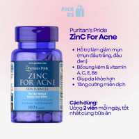 [Date mới 2027] Kẽm giảm mụn nội tiết Puritan's Pride Zinc For Acne 100 Viên, Nhập Mỹ