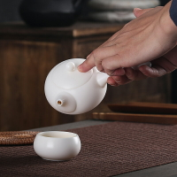 德化玉瓷功夫茶具家用單品高白瓷茶壺陶瓷泡茶側把壺素燒壺
