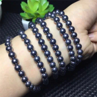 Vintage Natural Stone Bead Bracelet Handmade Black Terahertz Beads Bracelet Homme Jewelry