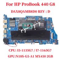 DAX8QAMB8D0 Mainboard For HP ProBook 440 G8 Laptop Motherboard CPU: I5-1135G7 I7-1165G7 GPU: MX450 2GB M42015-001 M42016-001