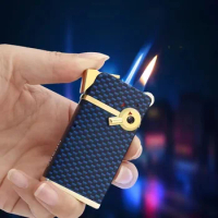 Jobon Double Flame Blue Flame Straight Inflatable Cigarette Lighter Creative Direct Injection Open Flame Grinding Wheel Ignition