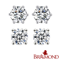 【BRILLMOND】天然鑽石耳環 GIA 1克拉 最白D色 PT950鉑金 璀璨光芒(50分X2)