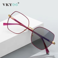 VKYEE Geometric Square Large Framed Women's Glasses Fashionable Anti-blue Light Glasses Customized Prescription Photochromic