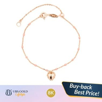UBS Gold - Gelang Emas Bubbly - 8k - Kdg0460k Adj 18cm-Rose Gold