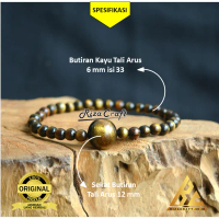 Gelang Tasbih 33 Biji Butir Akar Bahar Tali Arus Taliarus Laut Hitam Serat Emas Pria Wanita Cowok Ce