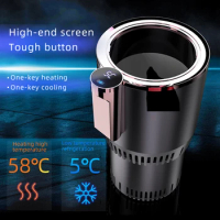 2 in 1 Car Cup Holder Auto Cooler and Warmer Aluminum Smart Portable Mini USB Car Fridge Mug Warmer Cooler for Coffee and Drinks