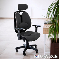 DonQuiXoTe 韓國原裝Grandeur雙背透氣坐墊人體工學椅-灰 W66*D66*H113~120 cm